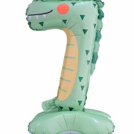 Воздушный шар цифра на подставке 7 в виде крокодила