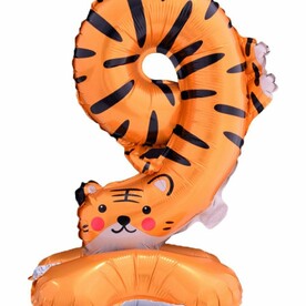Воздушный шар цифра на подставке 9 в виде тигра