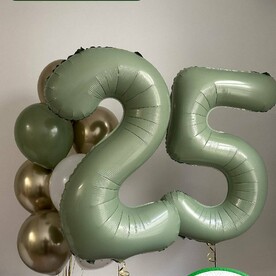 Фонтан воздушных шаров с гелием, воздушные шары на день рождения 25 лет оливковые