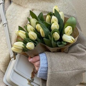 Букет из 19 белых тюльпанов