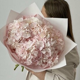 Монобукет из 5 розовых гортензий от студии Mnogo Tsvetov