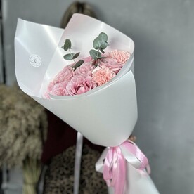 Роза аваланч пинк, Диантус, Эвкалипт, Упаковка