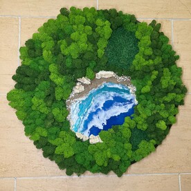 Фитокартина из стабилизированного мха диаметр панно 60 см