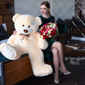 Подарочный набор "Букет микс розы с игрушкой"