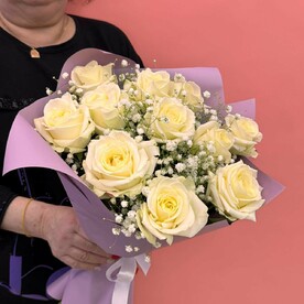 Дуо букет белых роз Аваланч