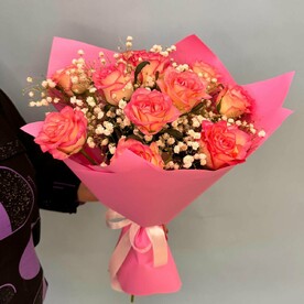 Дуо букет розовых роз