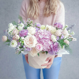 ⭐️ Коробка в сиреневых тонах с цветами  "Лавандовый щербет"