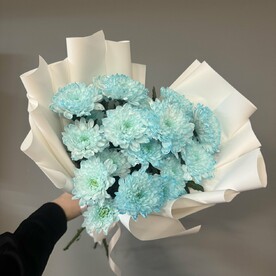 Букет голубых хризантем