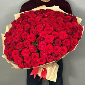 Букет 101 из красной розы 60 см