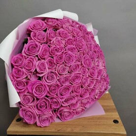 Букет из 101 розовой розы 60 см