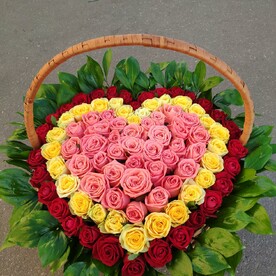 Роза, Зелень, Флористическая губка, Корзина