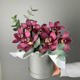 Коробочка с Орхидеей и эвкалиптом