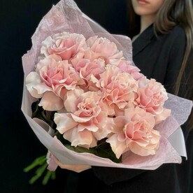 Букет из 9 розовых французских роз