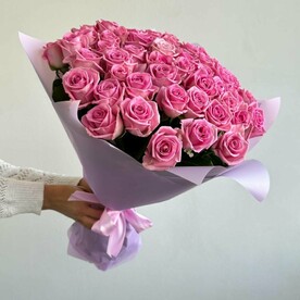 Букет из 51 розы аква 50см