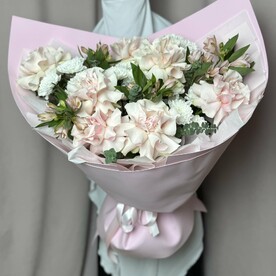 Большой пышный букет, розы, альстромерии, хризантемы