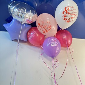 Шары с гелием под потолок на 8 Марта