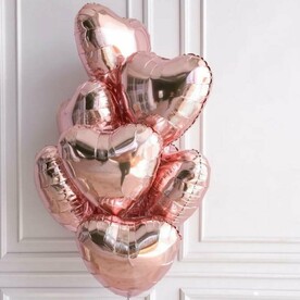 Фольгированные сердца Розовое золото