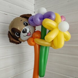 Шар - игрушка мини Собачка с букетом
