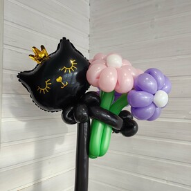 Шар - игрушка мини Кошечка принцесса с букетом