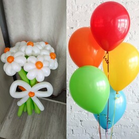 Букет цветов Ромашек с гелиевыми шарами