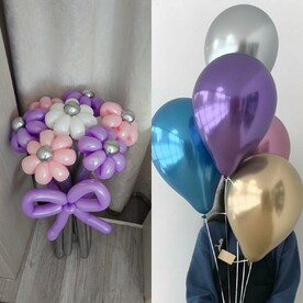 Букет цветов из нежных Ромашек + гелиевые шары