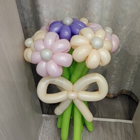 Букет цветов из шаров. Персик, Розовый и Сиреневый