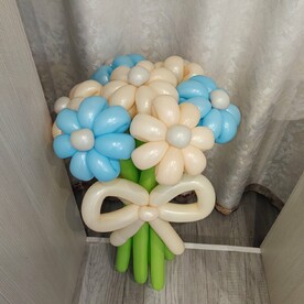 Букет цветов из шаров. Персик и Голубой