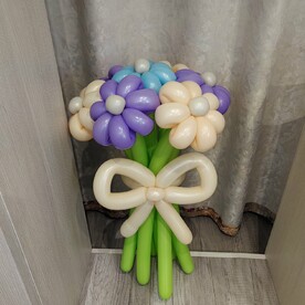 Букет из воздушных Ромашек. Персик, Сиреневый и Голубой