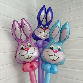 Шар - игрушка мини фигуры Кролики розовый, голубой и фиолетовый