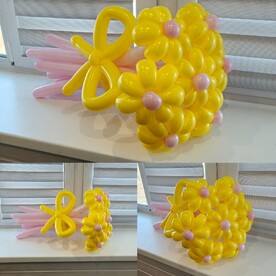 Букет жёлто-розовых Ромашек. Цветы из шаров