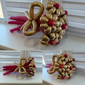 Золотисто огненный букет Ромашек. Цветы из шаров