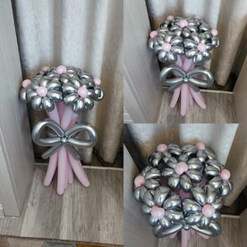 Серебристый букет Ромашек. Цветы из шаров