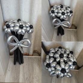 Букет серебристых Ромашек. Цветы из шаров