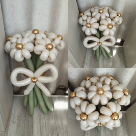 Ромашки из воздушных шаров Белый песок. Цветы из шаров