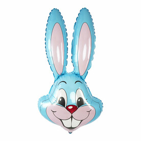 Гелиевый фольгированный шар. Голова зайца. Голубой