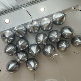 Гелиевые шары под потолок. Хром серебро 17 шт