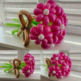 Букет цветов из шаров фуксия