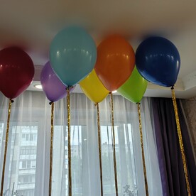 Гелиевые шары под потолок с дождиком 7 шт