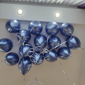 Гелиевые шары под потолок 15 шт. Синий хром