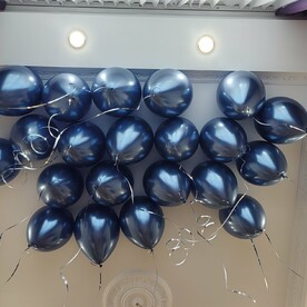 Гелиевые шары под потолок 21 шт. Синий хром
