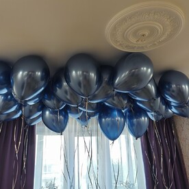 Гелиевые шары под потолок 25 шт. Синий хром