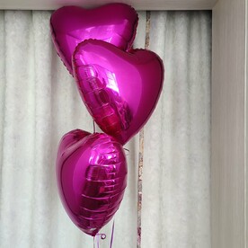 Фольгированные сердца фуксия 3 шт