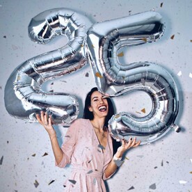 Гелиевые цифры 2 шт Серебро 66 см