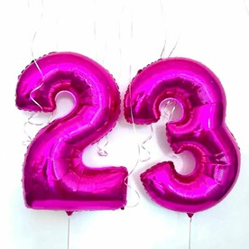 Гелиевые цифры 2 шт Фуксия 66 см. Цифры можно любые