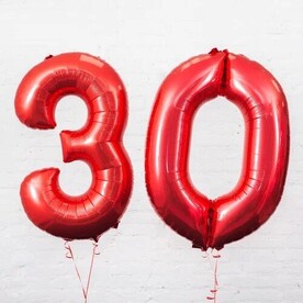 Гелиевые цифры 2 шт Красные 102 см