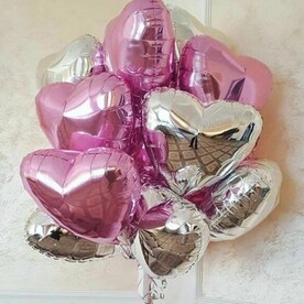 Гелиевые фольгированные сердца 11 шт
