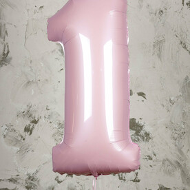 Гелиевая цифра 1 шт Розовая 102 см. От 0 до 9