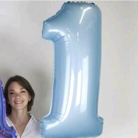 Гелиевыа цифра 1 шт Светло голубая 102 см. От 0 до 9