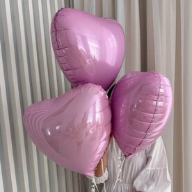 Фольгированные сердца. Розовые 3 шт