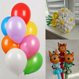 Набор шаров. Букет + мини фигуры + гелиевые шары